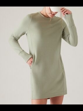 Athleta Sage Green Long Sleeve Knit Dress